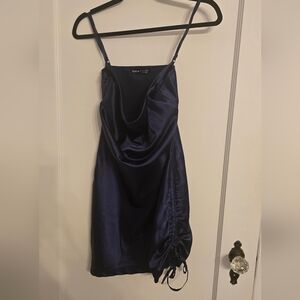 SHEIN Deep Blue Satin Mini Dress